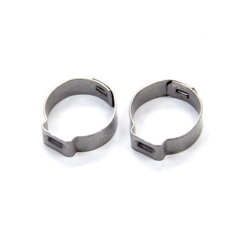 Fragola Performance Systems® - 3/8" SAE Silver Stainless Steel Single Push Lock Pinch Clamps