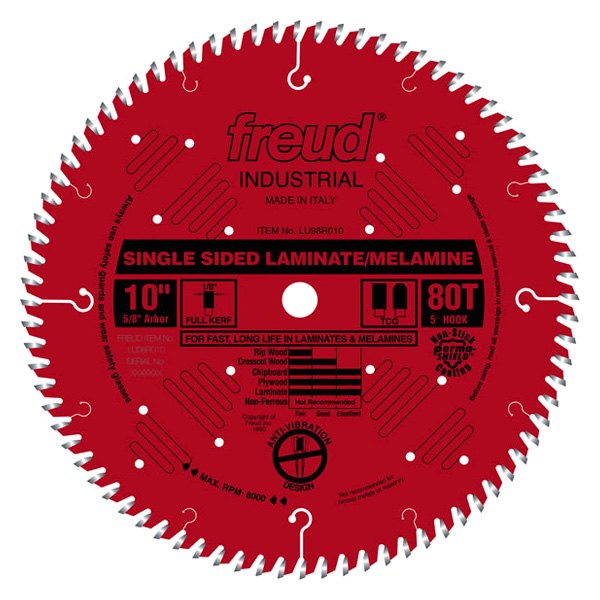 Freud® LU98R010 10" 80T TCG Single Sided Circular Saw Blade (1 Piece