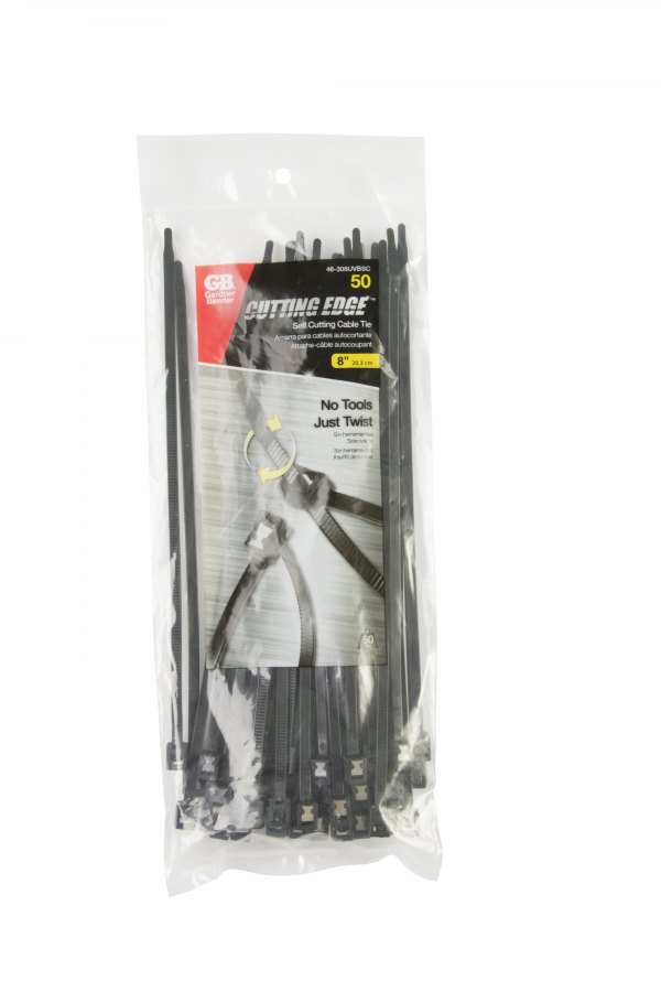Gardner Bender® - Cutting Edge™ 8" x 50 lb Nylon Black UV Resistant Self-Cutting Cable Ties