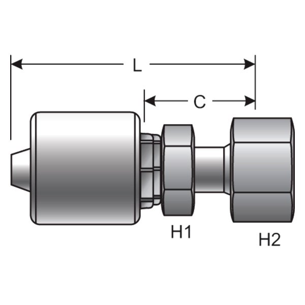 Gates® - GlobalSpiral™ 1-1/4" x 5.35" Female JIC 37° Flare Swivel Special 1-Piece Coupling