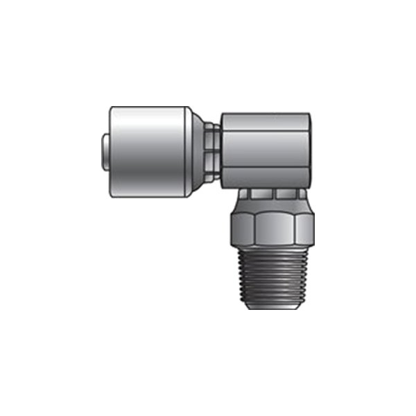 Gates® - MegaCrimp™ 1/2" x 2.55" Male Pipe Swivel 90° Block (NPTF without 30° Cone Seat) Coupling