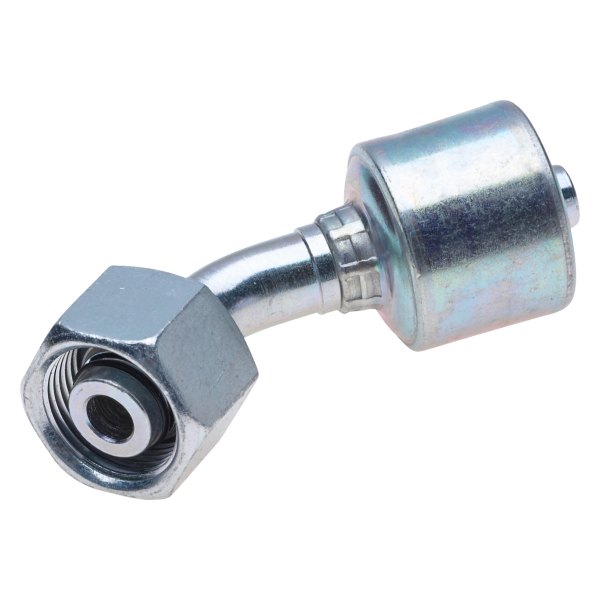 Gates® - MegaCrimp™ 1/4" x 2.46" Female DIN 24° Cone Swivel Heavy Series with O-Ring 45° Bent Tube Coupling