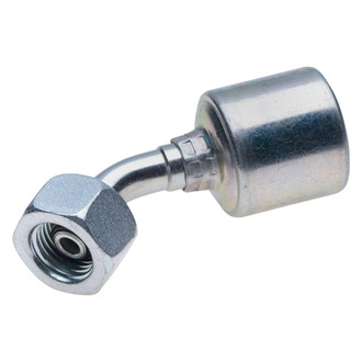 Gates® - MegaCrimp™ 3/4" x 4.54" Female British Standard Parallel Pipe O-Ring Swivel 45° Bent Tube Coupling