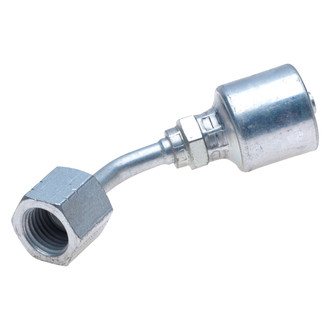 Gates® G25911-0606 - MegaCrimp™ 3/8" x 3.64" Female Komatsu Style Japanese Metric Swivel 45° Bent Tube Coupling