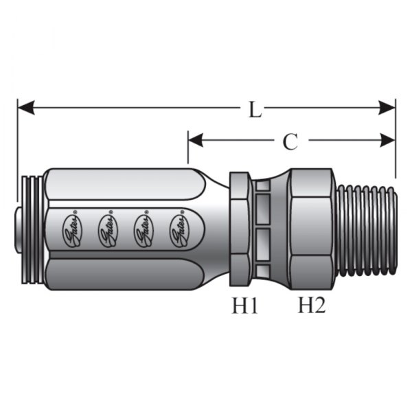 Gates® - 1/2" x 3.05" Male Pipe (NPTF 30° Cone Seat) Coupling (2 Wire)