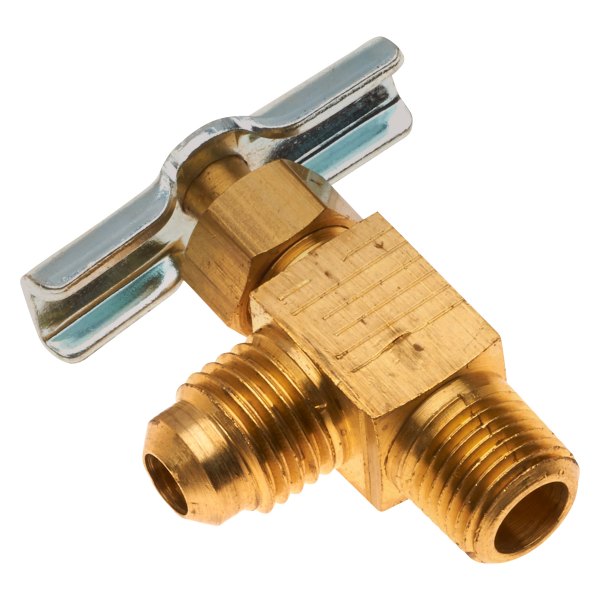 Gates® - 7/16"-20 Brass Needle Valve 90° Male SAE 45° Flare to Male Pipe