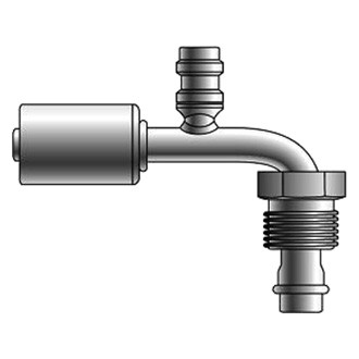 Gates® - PolarSeal™ 1/2" Aluminum Male SAE Tube O-Ring Nut Swivel Coupling (ACA) with R134a Service Port 90° Bent Tube