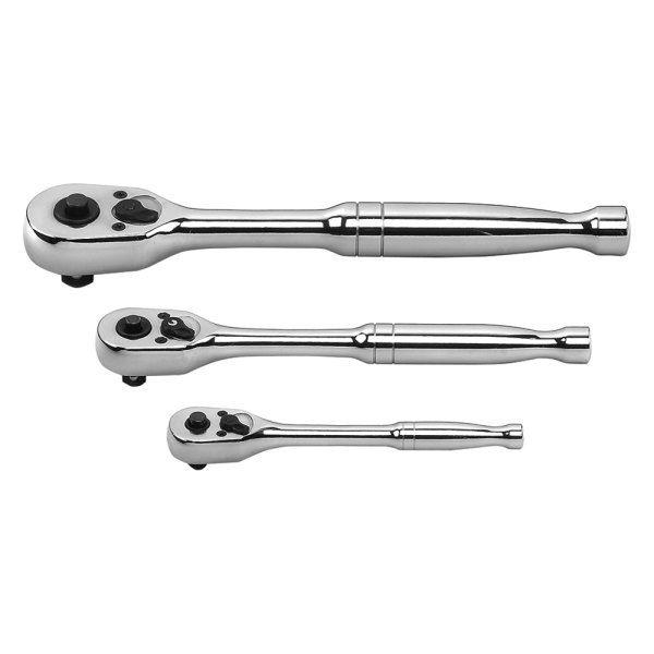 GearWrench® - Mixed Drive Size Drive Quick Release Head Flat Metal Grip Ratchet Set 3 Pieces