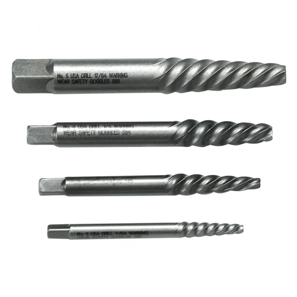 GearWrench® - 4-piece 1/2" to 3/4" Square Shank Spiral Flute Screw Extractor Set