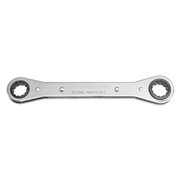 GearWrench® - 3/8" x 7/16" 12-Point Straight Head Ratcheting Chrome Double Box End Wrench