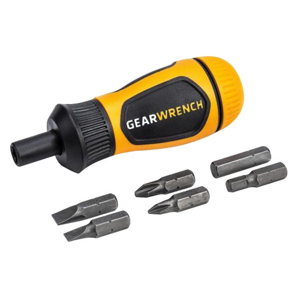 GearWrench® - 7-piece Multi Material Handle Ratcheting Stubby Multi-Bit Screwdriver Kit