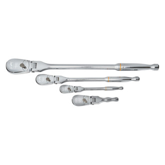 GearWrench® - Mixed Drive Size Drive 90 Teeth Flexible Head Flat Metal Grip Ratchet Set 4 Pieces