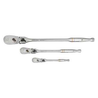 GearWrench® - Mixed Drive Size Drive 90 Teeth Flexible Head Flat Metal Grip Ratchet Set 3 Pieces
