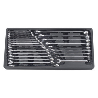 GearWrench® - 24-piece 1/2" to 1" & 8 to 22 mm 12-Point Angled Head Long Pattern Chrome Combination Wrench Set