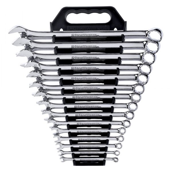 GearWrench® - 15-piece 1/4" to 1" 12-Point Angled Head Long Pattern Chrome Combination Wrench Set