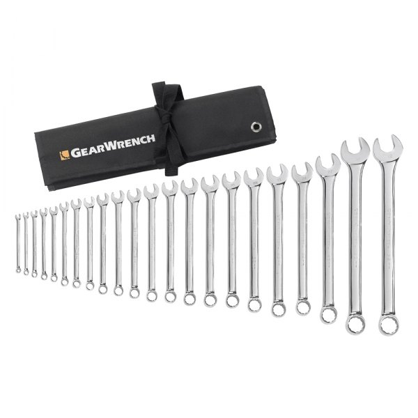GearWrench® - 20-piece 3/4" to 11/16" & 10 to 19 mm 12-Point Angled Head Stubby Mirror Polished Combination Wrench Set