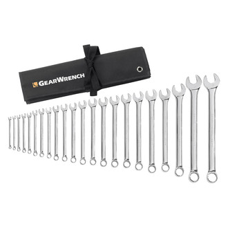 GearWrench® - 20-piece 3/4" to 11/16" & 10 to 19 mm 12-Point Angled Head Stubby Mirror Polished Combination Wrench Set