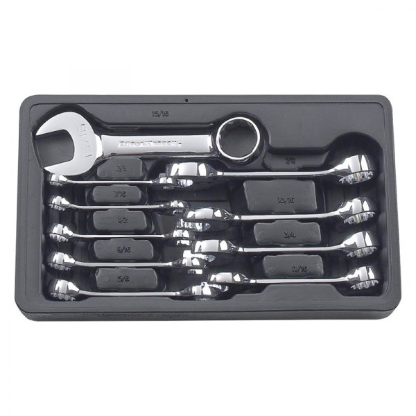 GearWrench® - 10-piece 3/8" to 15/16" 12-Point Angled Head Stubby Mirror Polished Combination Wrench Set