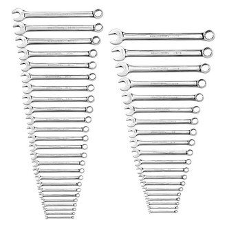 GearWrench® - 44-piece 1/4" to 1-1/2" & 6 to 22 mm 12-Point Angled Head Long Pattern Chrome Combination Wrench Set