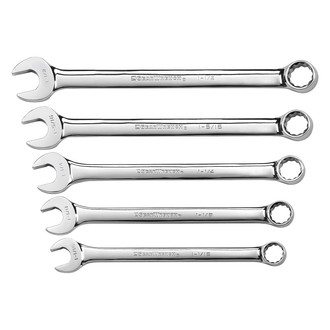 GearWrench® - 5-piece 1-1/16" to 1-1/2" 12-Point Angled Head Long Pattern Chrome Combination Wrench Set