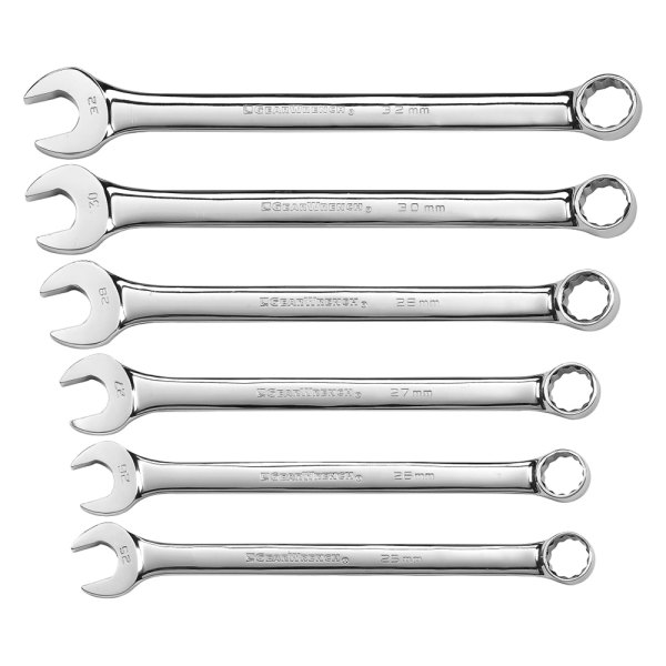GearWrench® - 6-piece 25 to 32 mm 12-Point Angled Head Long Pattern Chrome Combination Wrench Set
