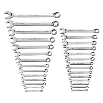 GearWrench® - 28-piece 1/4" to 1" & 6 to 19 mm 6-Point Angled Head Mirror Polished Combination Wrench Set