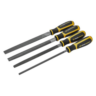 GearWrench® - 15" Rectangular American Pattern Bastard Standard File Set with Plastic Handle, 4 Pieces