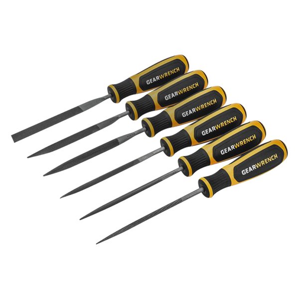 GearWrench® - 8" Rectangular American Pattern Bastard Mini File Set with Plastic Handle, 6 Pieces
