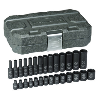 GearWrench® - 1/4" Drive Metric 6-Point Standard and Deep Impact Socket Set (28 Pieces)
