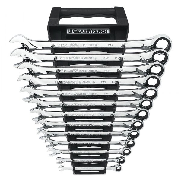 GearWrench® - 13-piece 1/4" to 1" 12-Point Straight Head 72-Teeth Ratcheting Mirror Polished Combination Wrench Set
