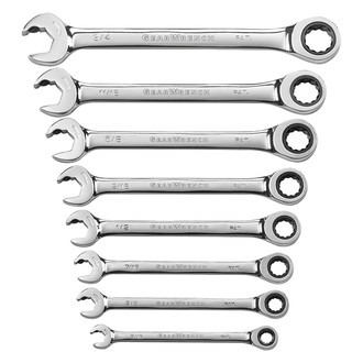 GearWrench® - 8-piece 5/16" to 3/4" 12-Point Straight Head Open End 72-Teeth Ratcheting Mirror Polished Combination Wrench Set