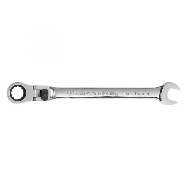 GearWrench® - 15 mm 12-Point Locking Flexible Head 72-Teeth Ratcheting Combination Wrench