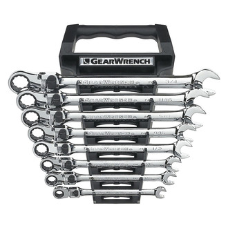 GearWrench® - 8-piece 5/16" to 3/4" 12-Point Locking Flexible Head 72-Teeth Ratcheting Mirror Polished Combination Wrench Set
