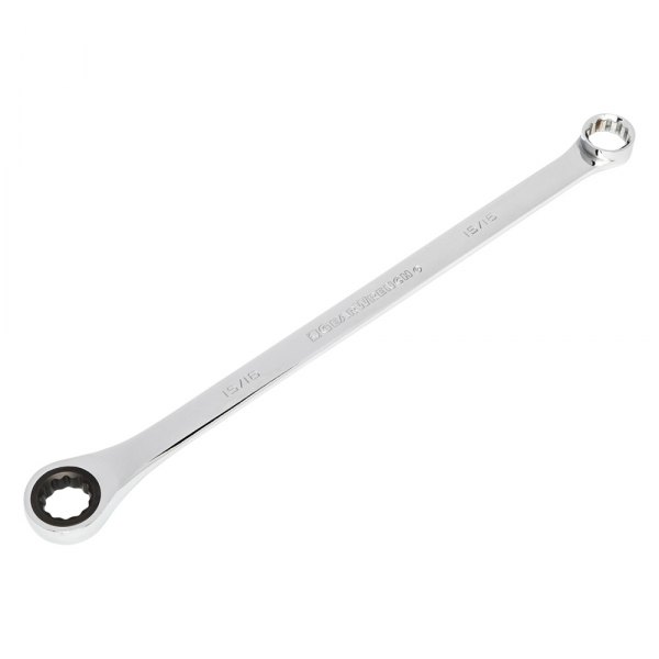 GearWrench® - GearBox™ 15/16" 12-Point Straight Head 72-Teeth Ratcheting Long Pattern Chrome Double Box End Wrench
