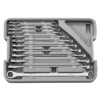 GearWrench® - GearBox™ 5-piece 20 to 25 mm 12-Point Straight Head 72-Teeth Ratcheting Long Pattern Chrome Double Box End Wrench Set