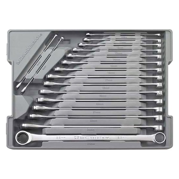 GearWrench® - GearBox™ 17-piece 5/16" to 3/4" 12-Point Straight Head 72-Teeth Ratcheting Long Pattern Chrome Double Box End Wrench Set