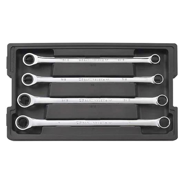 GearWrench® - GearBox™ 4-piece 13/16" to 1" 12-Point Straight Head 72-Teeth Ratcheting Long Pattern Chrome Double Box End Wrench Set