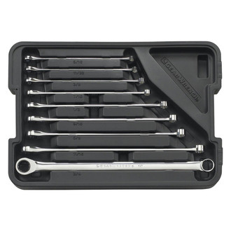 GearWrench® - GearBox™ 9-piece 5/16" to 3/4" 12-Point Straight Head 72-Teeth Ratcheting Long Pattern Chrome Double Box End Wrench Set
