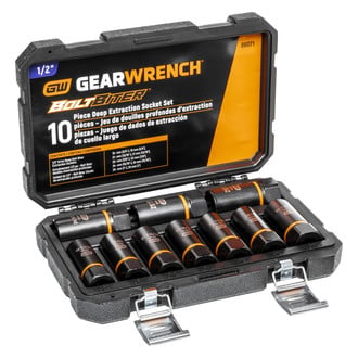 GearWrench® - Bolt Biter™ 1/2" Drive Metric 6-Point Deep Impact Socket Set (10 Pieces)