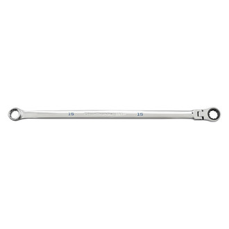 GearWrench® - 120XP™ GearBox™ 15 mm Spline Flexible Head 120-Teeth Ratcheting Long Pattern Chrome Double Box End Wrench