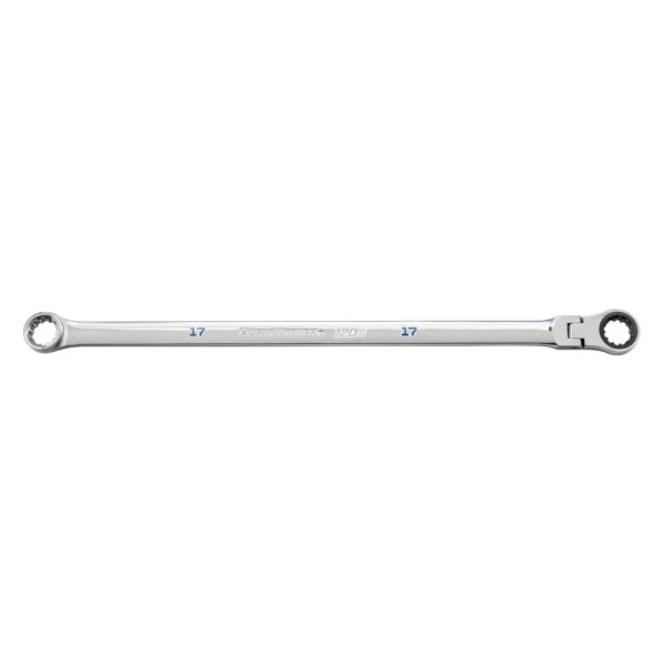 GearWrench® - 120XP™ GearBox™ 17 mm Spline Flexible Head 120-Teeth Ratcheting Long Pattern Chrome Double Box End Wrench