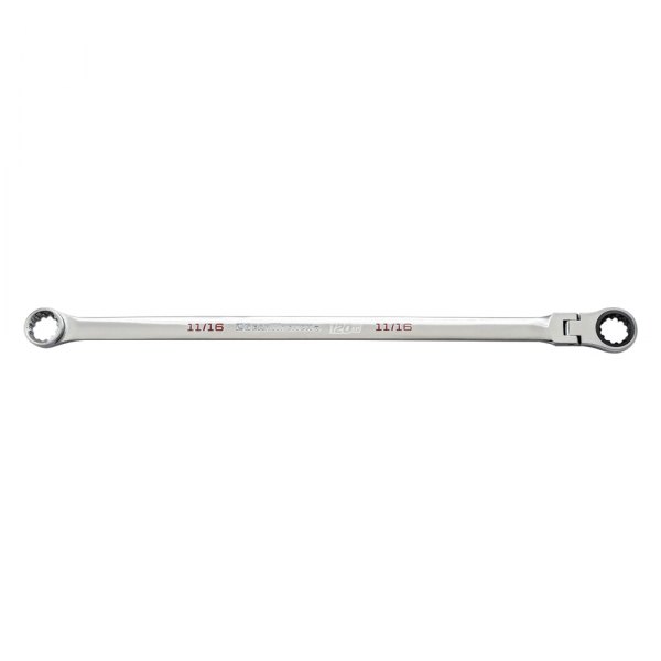 GearWrench® - 120XP™ GearBox™ 11/16" Spline Flexible Head 120-Teeth Ratcheting Long Pattern Chrome Double Box End Wrench