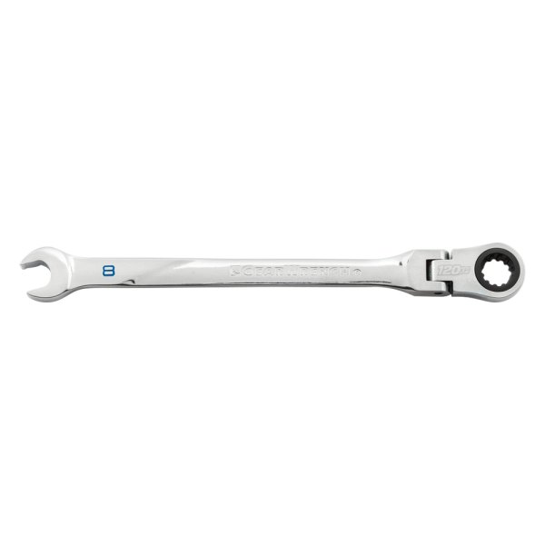 GearWrench® - 120XP™ 8 mm Spline Flexible Head 120-Teeth Ratcheting Long Pattern Chrome Combination Wrench