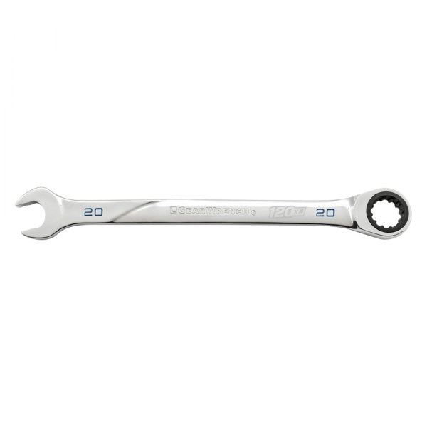 GearWrench® - 120XP™ 20 mm Spline Straight Head 120-Teeth Ratcheting Chrome Combination Wrench