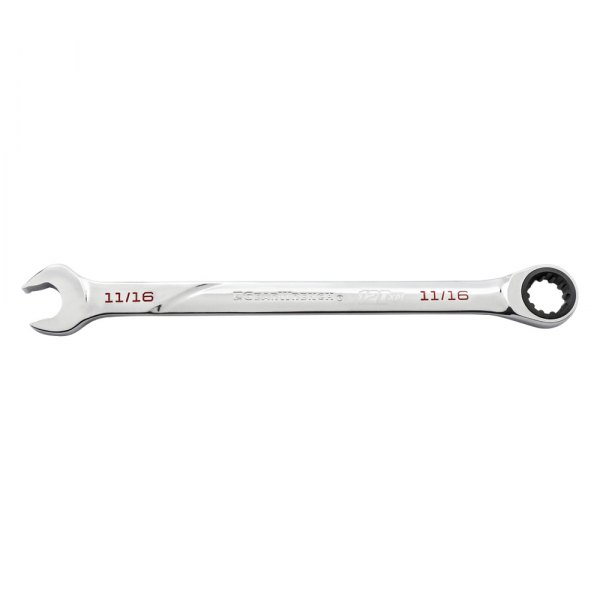 GearWrench® - 120XP™ 11/16" Spline Straight Head 120-Teeth Ratcheting Long Pattern Chrome Combination Wrench