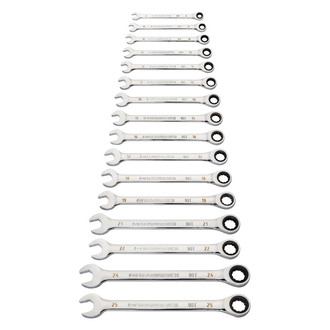 GearWrench® - 16-piece 8 to 25 mm 12-Point Straight Head 90-Teeth Ratcheting Chrome Combination Wrench Set