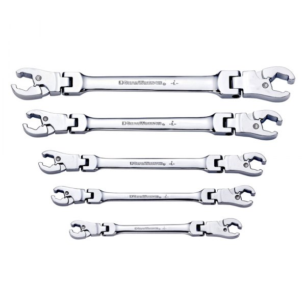 GearWrench® - 5-piece 1/4" to 7/8" 6-Point Ratcheting Mirror Polished Flexible Double End Flare Nut Wrench Set