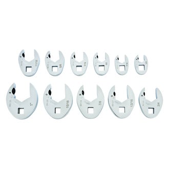 GearWrench® - 11-piece 3/8" Drive 3/8" to 1" Mirror Polished Ratcheting Open End Crowfoot Wrench Set