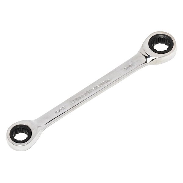 GearWrench® - 5/16" x 3/8" 12-Point Straight Head 72-Teeth Ratcheting Chrome Double Box End Wrench