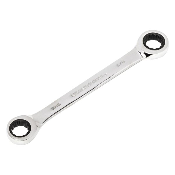 GearWrench® - 9/16" x 5/8" 12-Point Straight Head 72-Teeth Ratcheting Chrome Double Box End Wrench